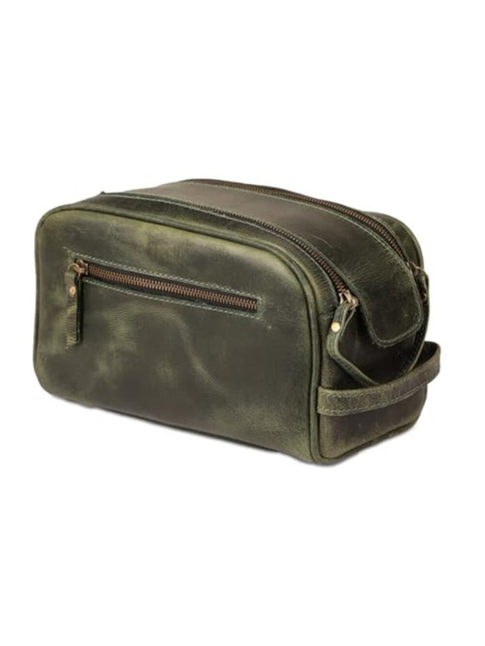 Leather Toiletry Bag Men Women Travel Grooming Kit Shaving Dopp Case Zipper NEW